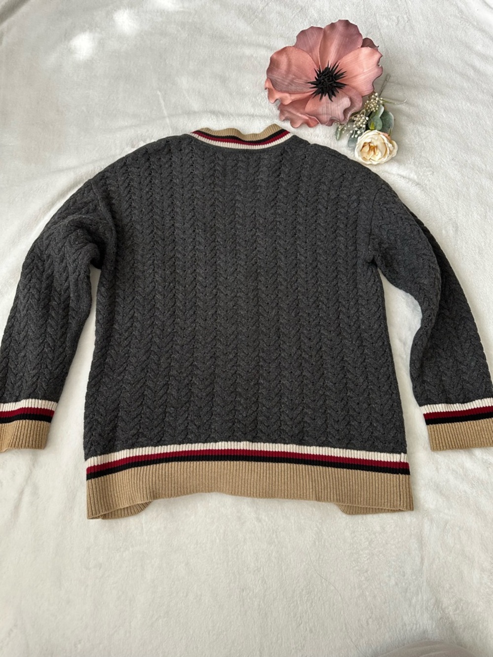 Sandro Monogram  varsity stripe Cardigan Medium - Picture 2 of 14